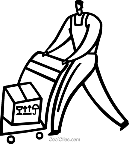 Hand Carts And Dollies Royalty Free Vector Clip Art - Hand Carts And Dollies Royalty Free Vector Clip Art (431x480)