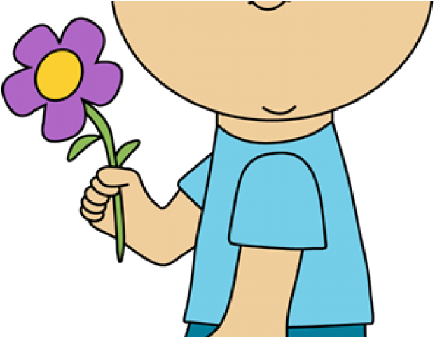 Flowers Clipart Child - Boy Holding Flower Clipart (640x480)