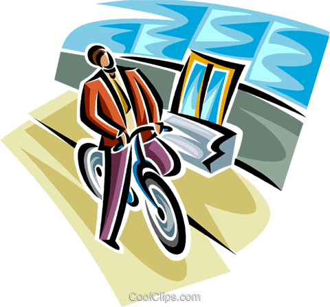 Businessman On A Bicycle Royalty Free Vector Clip Art - Hybrid Bicycle (480x447)
