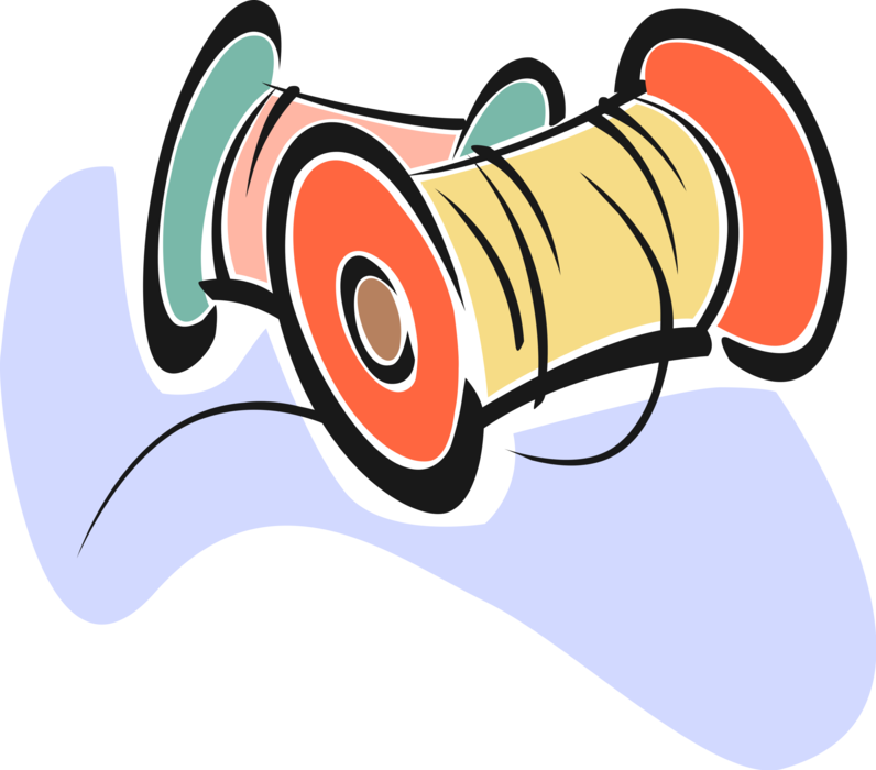 Vector Illustration Of Spools Of Fine Cord Thread Of - Linha E Agulha Desenho Png (796x700)