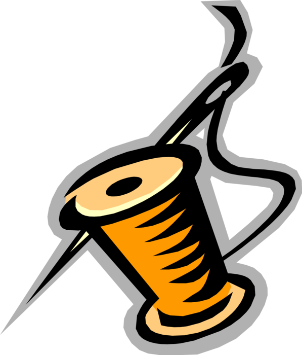 Vector Illustration Of Sewing Needle And Spool Of Thread - Sewing (597x700)
