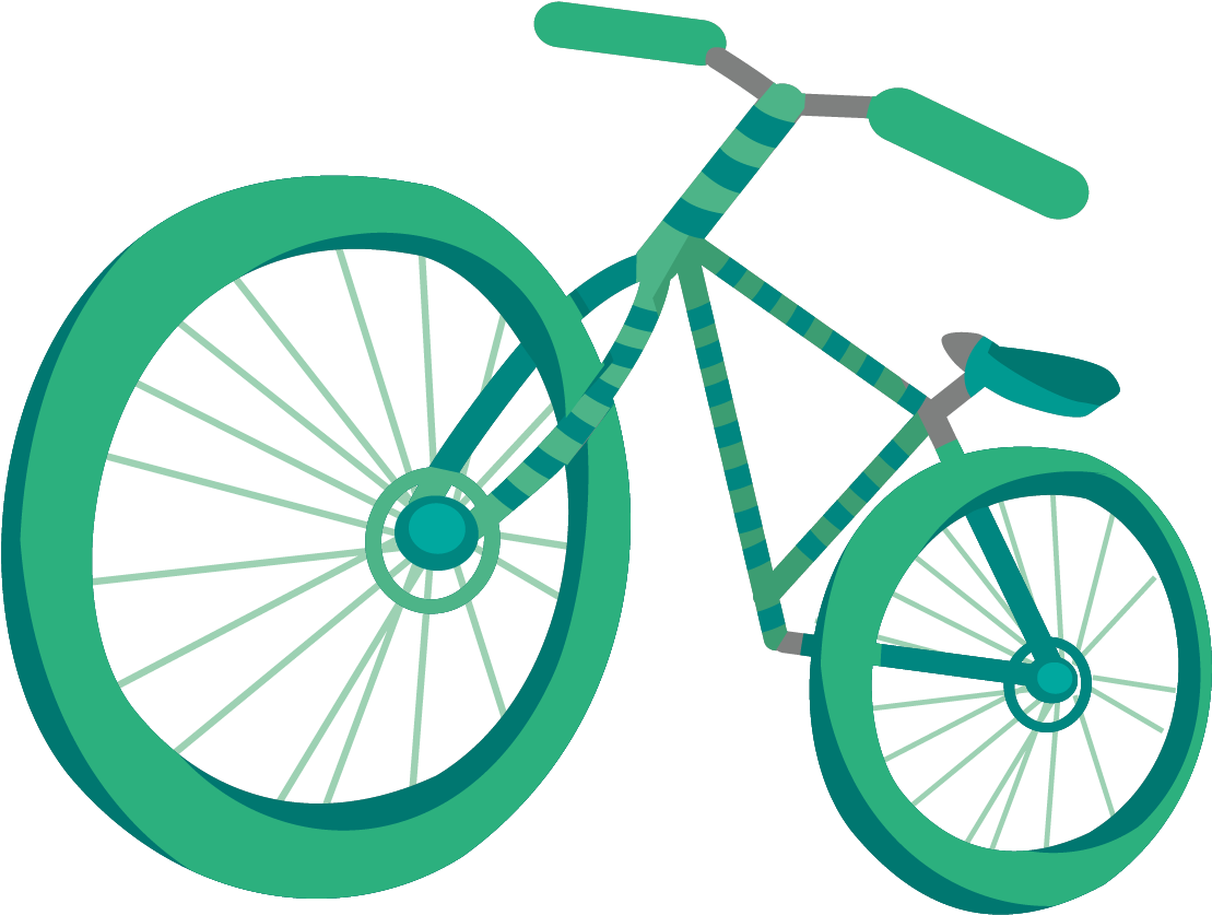 Clip Library Bicycle Pedal Wheel Frame - Green Bike Cartoon (1240x1240)