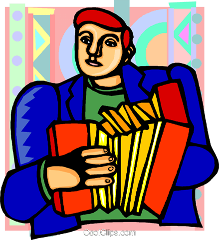 Man Playing Accordion Royalty Free Vector Clip Art - Man Playing Accordion Royalty Free Vector Clip Art (439x480)