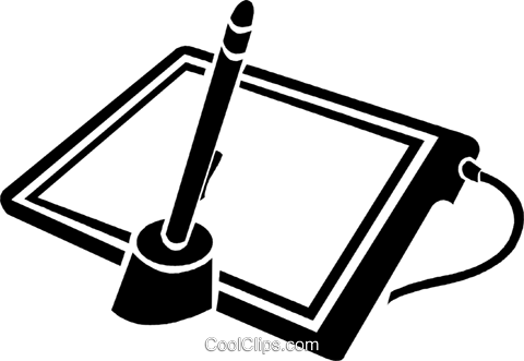 Graphics Tablet Royalty Free Vector Clip Art Illustration - Graphic Tablet Clipart Black And White (480x331)