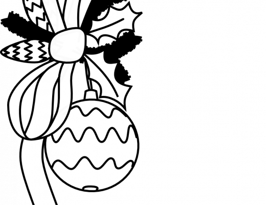 Christmas Clip Art Black And White - Christmas Decorations Black And White (520x400)