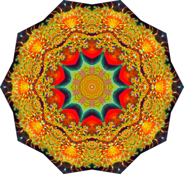 Textile Symmetry Orange Quilt Kaleidoscope - Umbrella (358x340)