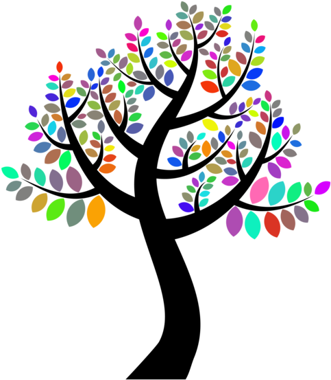 Tree Branch Trunk Art Leaf - Tree With Colorful Leaves (530x750)