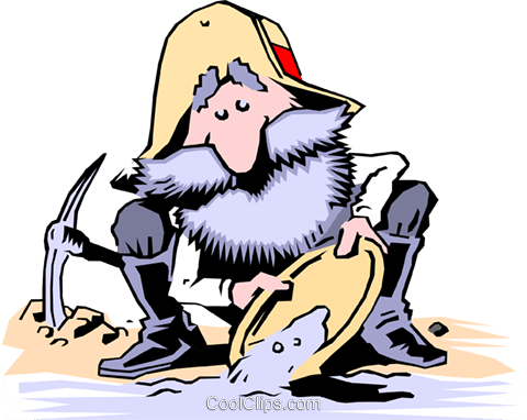 Cartoon Prospector Royalty Free Vector Clip Art Illustration - Panning For Gold Clip Art (480x382)