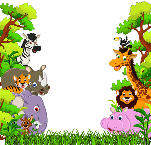 Фотки Jungle Cartoon, Baby Cartoon, Jungle Clipart, - Animal Forest Cartoon Background (500x480)