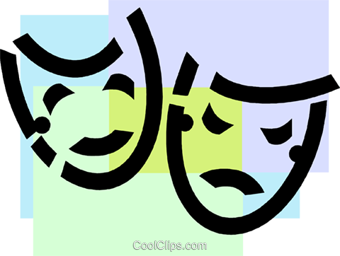 Comedy And Drama Masks Royalty Free Vector Clip Art - Comedy And Drama Masks Royalty Free Vector Clip Art (480x362)