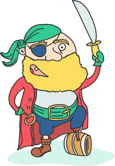 Pegleg Pirate Kids Decal - Closed Mouth Wario (374x542)