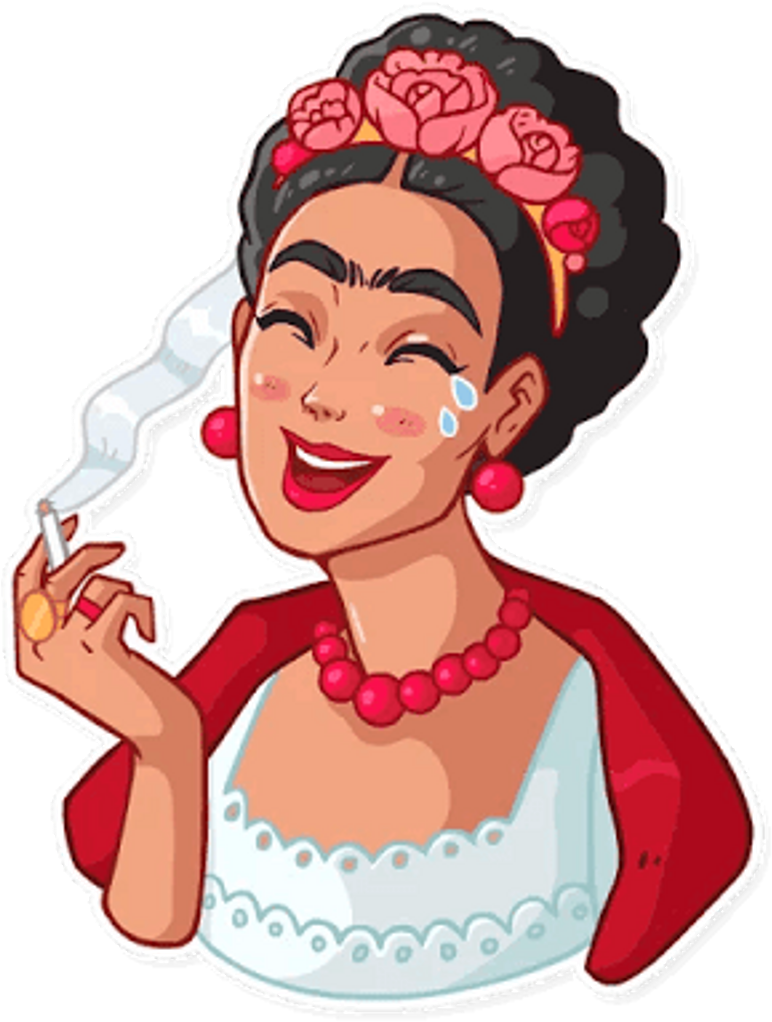 Fridakahlo Frida Smile Cigarro Smoking Feminist - Stickers Frida Kahlo Png (1024x1024)