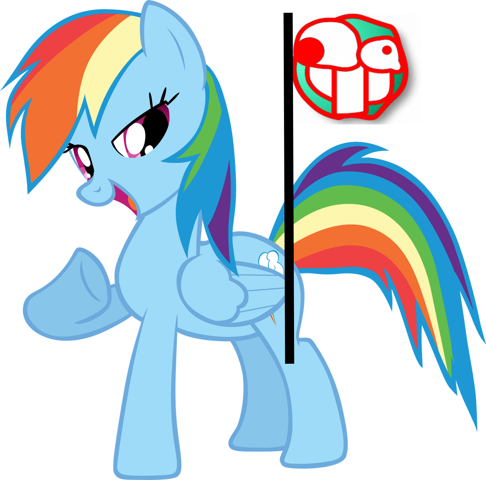 The Robots Didn't Fit Into The Uniforms Off The Peg, - Rainbow Dash Sticker (1600x1581)