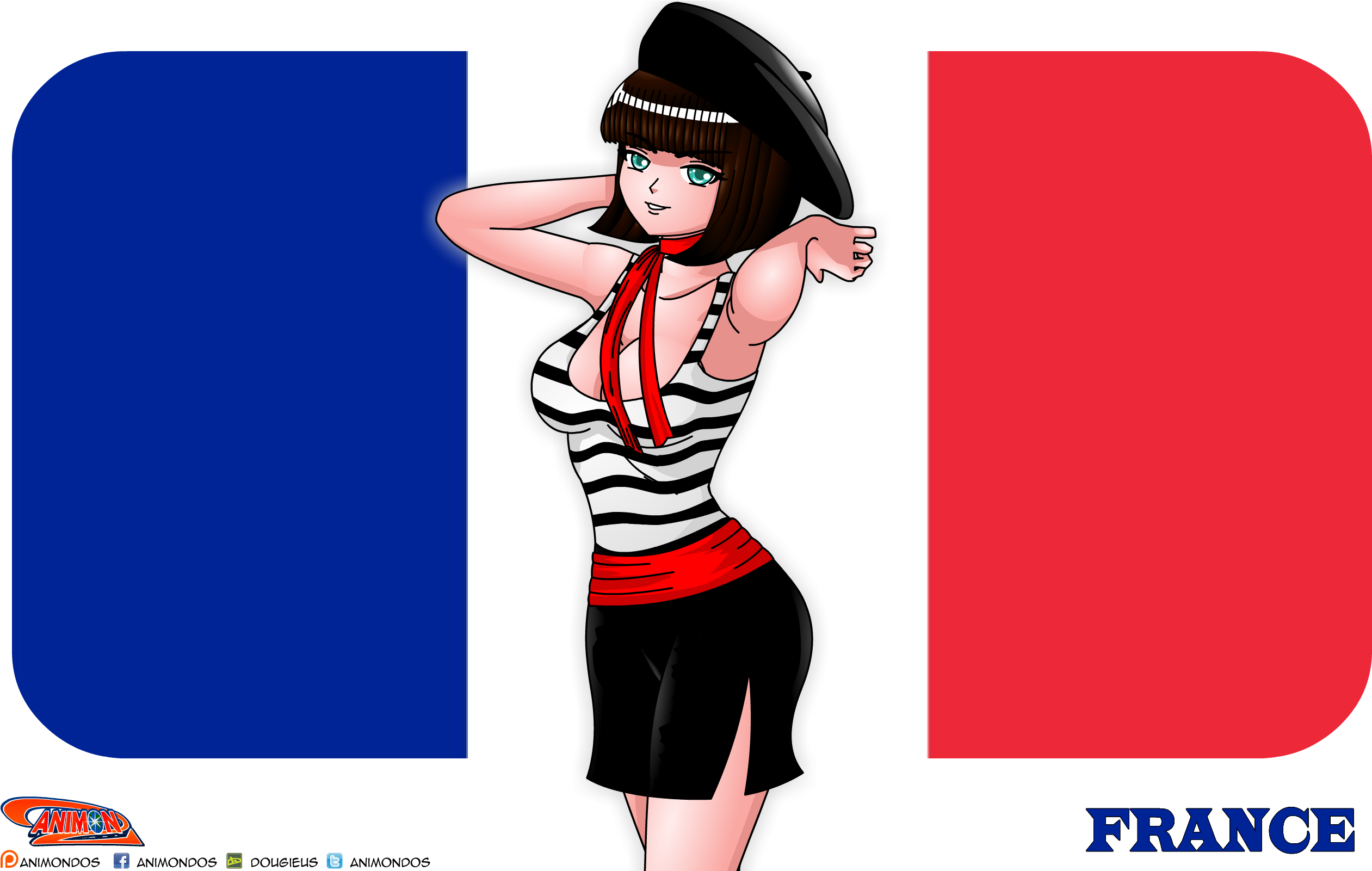 France In National Dress - Cartoon (2560x1600)