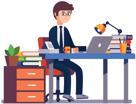 Problogger Office Desk - Man Working In Office Clipart (500x369)