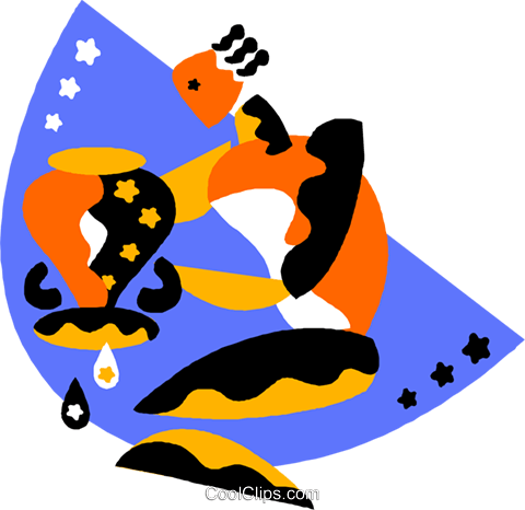 Astrology, Aquarius Royalty Free Vector Clip Art Illustration - Illustration (480x466)