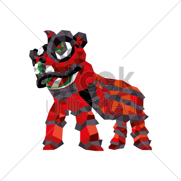 Vector Graphics Clipart Lion Dance Clip Art - Geometric Art Lion Dance (600x600)