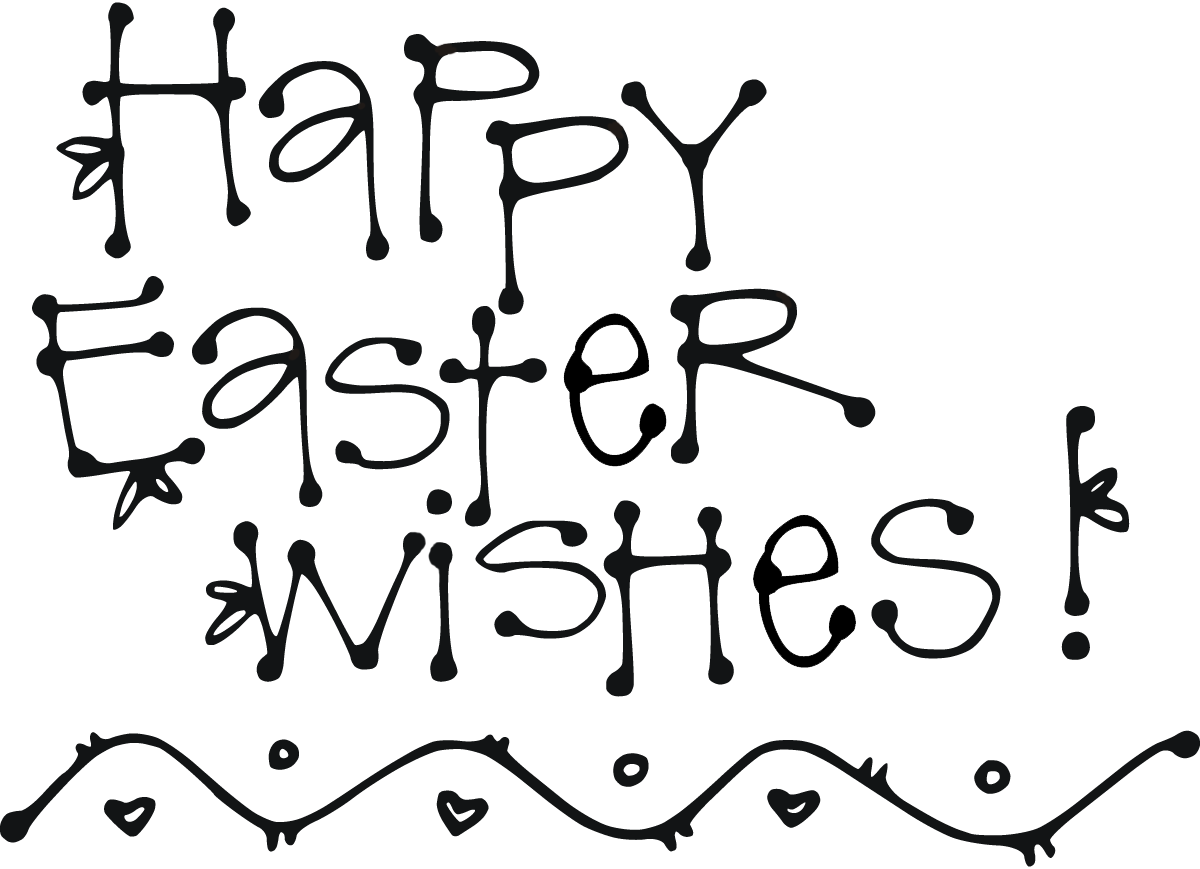 Happy Easter Clipart Black And White (1200x869)