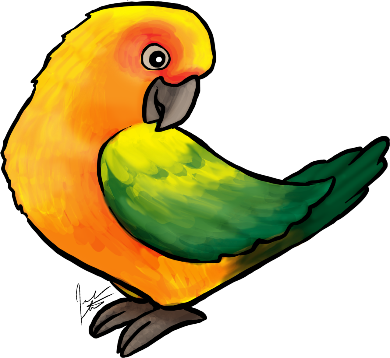 Jen's Dogs Has Posted It's First Bird Art The Sun Conure - Sun Conure (1280x1176)
