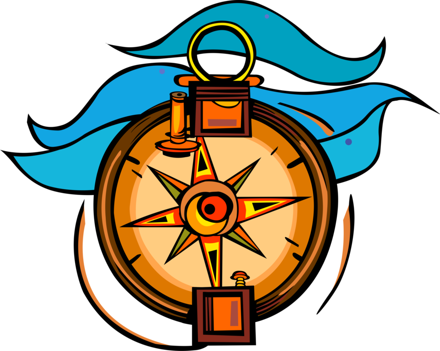Vector Illustration Of Nautical Magnetic Compass Rose - Illustration (878x700)