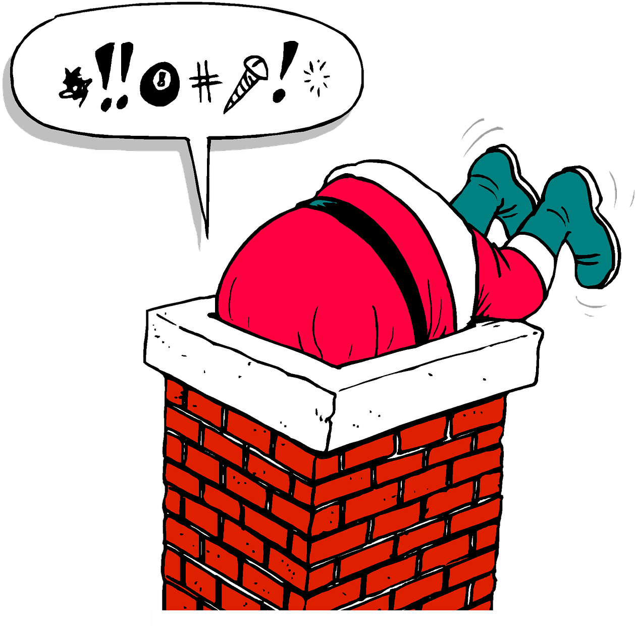 Santa Chimney - Humorous Santa Greeting Card (1280x1250)