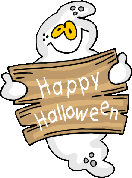Halloween Cartoon Clip Art Broom Clip Art Black And - Feliz Halloween Animado Fantasma (600x600)