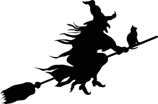 Witchcraft Silhouette Witch's Broom Drawing - Flying Witch Silhouette Png (517x340)