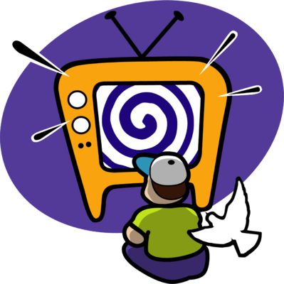 Tv Almighty - Watching Tv Clip Art (399x400)