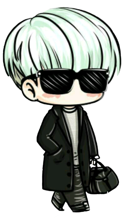 Free Collection Of Free Suga Drawing Mint Hair - Bts Chibi Suga (624x857)
