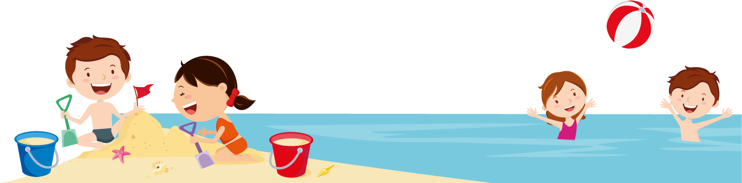Illustrazione Di Bambini Che Giocano In Spiaggia - Beach (1474x375)