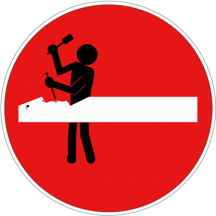 Stick Figure,road Sign,traffic Sign,one Way Street,ban,street - Links (500x493)