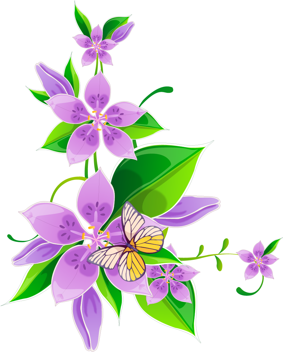 Svg Library Library Flower Purple Corner Flowers Transprent - New Photoshop Flower Brushes (969x1195)