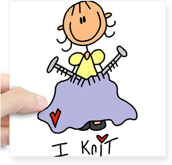 I Knit Stick Figure Square Sticker - Knit Tote Bag, Adult Unisex, Natural (350x350)