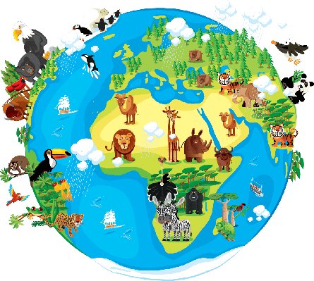 Animals Cartoon Of World Clipart The Arts Image - Animals Around The World Clipart (445x399)