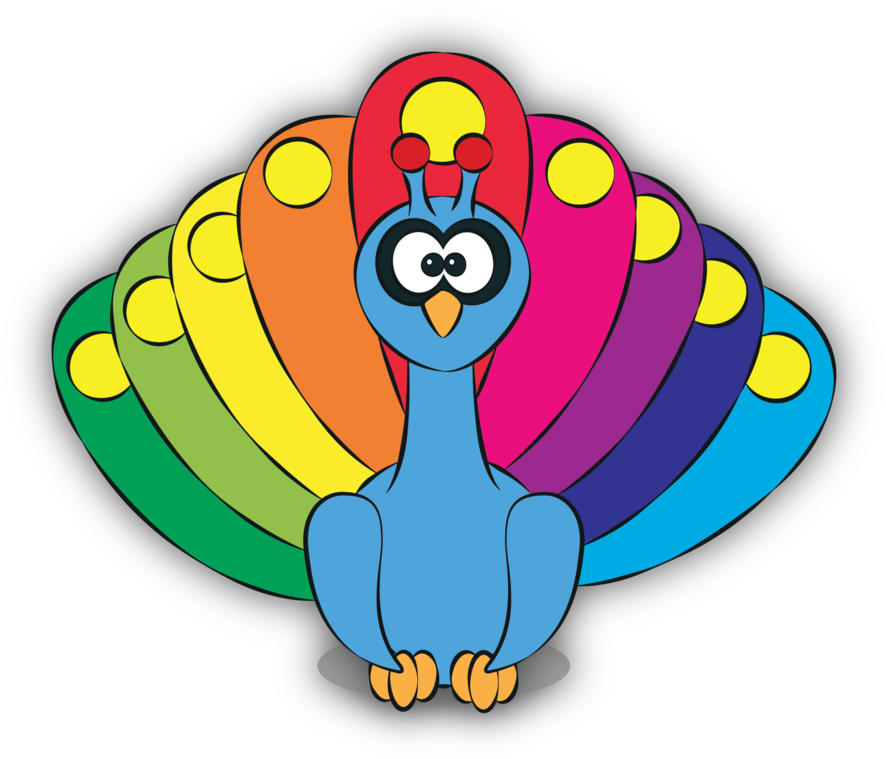 Abstract Animals - - Peacock Cartoon Clipart (900x777)