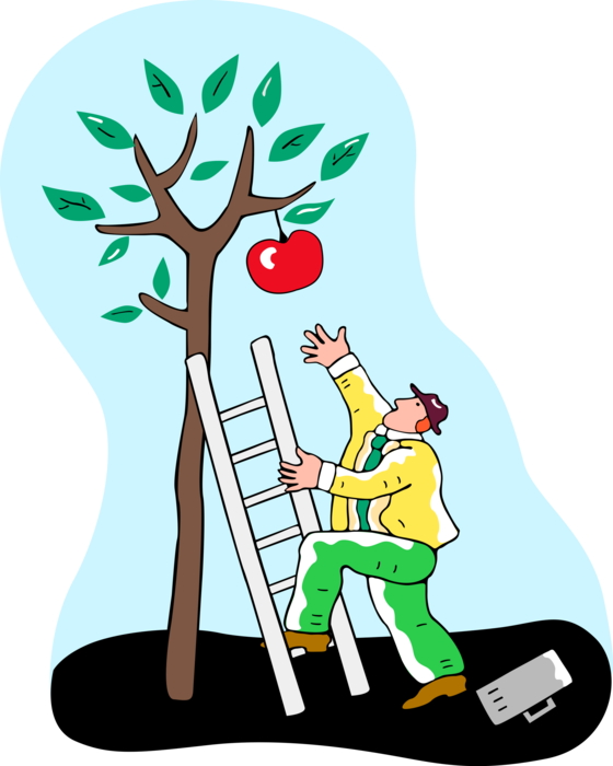 Clip Art Transparent Businessman Clipart Climbing - Climbing Ladder Apple Tree (560x700)
