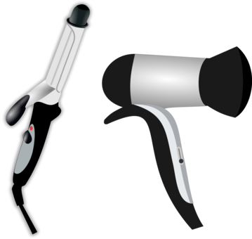 Hair Iron Hair Dryers Beauty Parlour Hairstyle - Blow Dryer Clip Art (359x340)