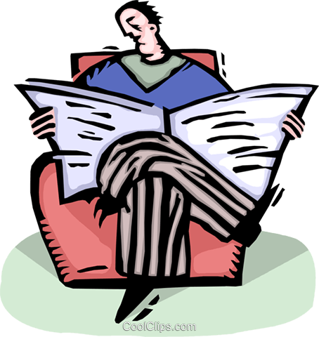 Man Reading The Newspaper Royalty Free Vector Clip - Illustration (454x480)