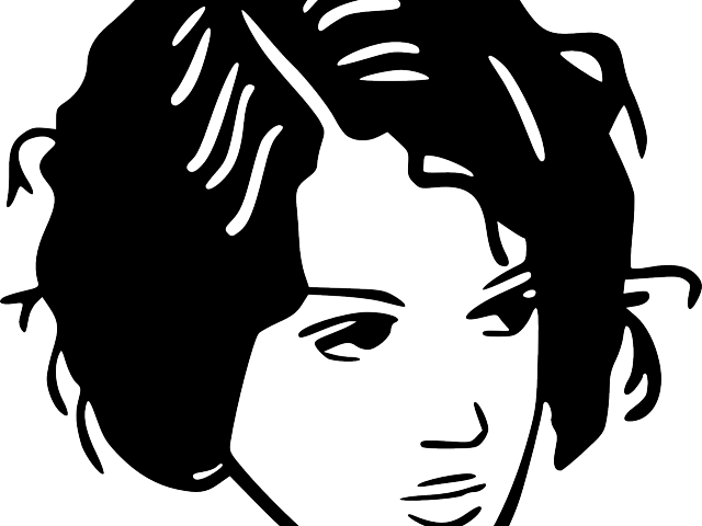 Short Hair Clipart Transparent - Short Hair Clip Art White And Black (640x480)