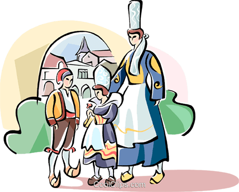 Family In Traditional French Dress Royalty Free Vector - Cartoon (480x386)