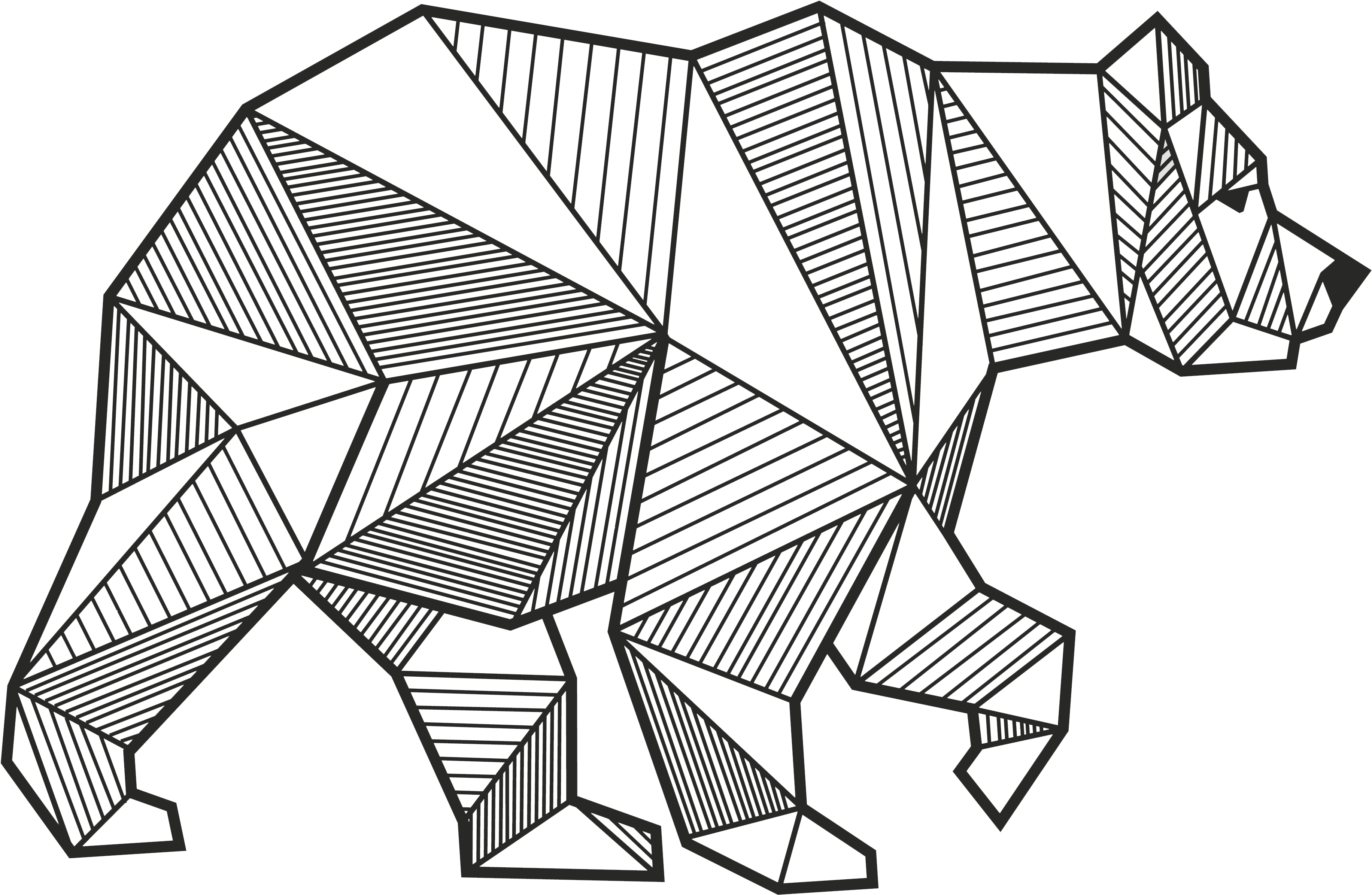 Polar Bear Brown Geometrical Transprent Png Free - Geometric Polar Bear Drawing (4167x4167)