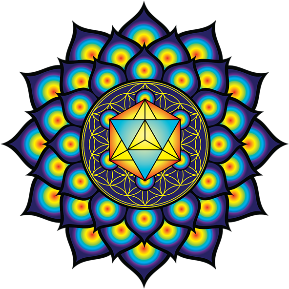 Flower Of Life, Sacred Geometry, Geometric Art, Mandala, - Merkaba Flower Of Life Mandala (600x600)