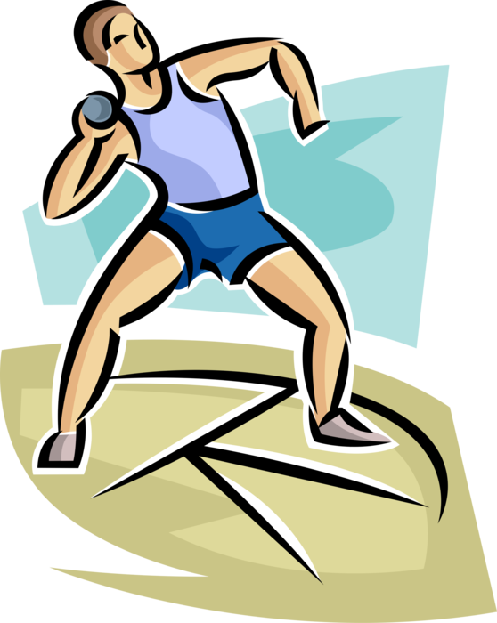 Track Competitor Throws Shot - Athletics Track Shot Put (558x700)
