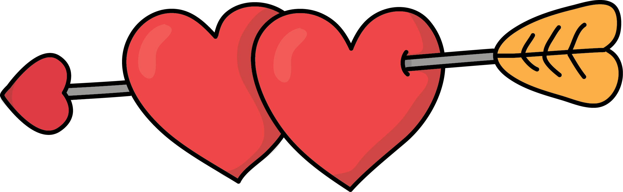 Clipart Resolution 2404*744 - 2 Hearts With Arrow (2404x744)