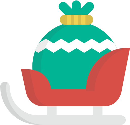 Sleigh Clipart Green Santa - Christmas Sleigh Illustration Png (512x512)