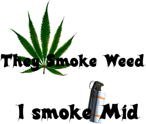 They Smoke Weed, I Smoke Mid - Pot Leaf Square Sticker 3" X 3" (496x420)