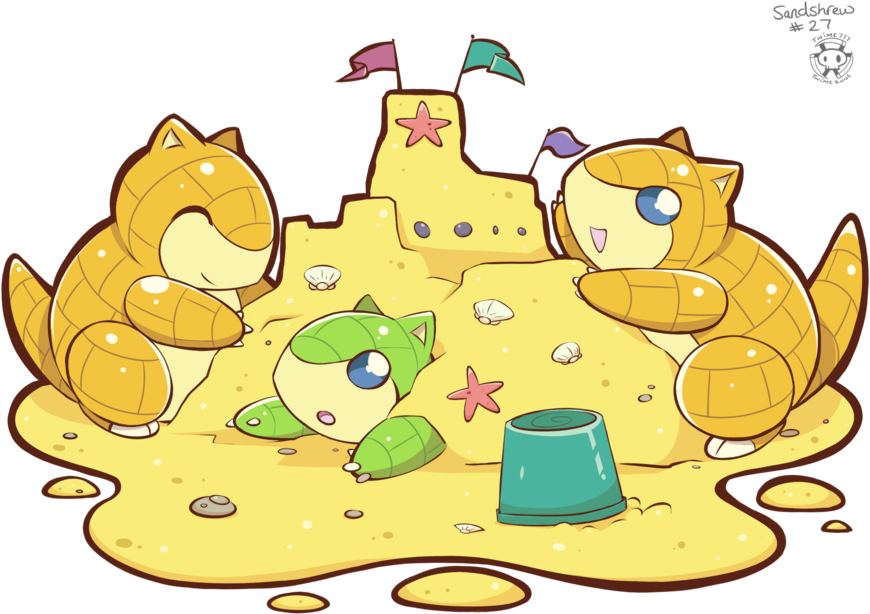 Sandcastle By Twime777 - Sandshrew Sand Castle (900x648)