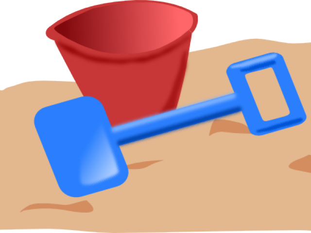Sand Castle Clipart Animated - Cartoon Bucket And Spade (640x480)