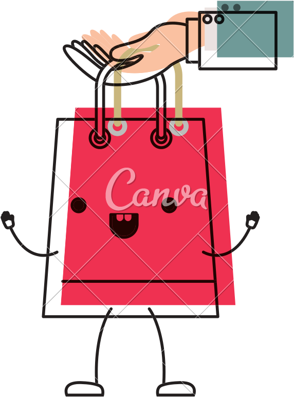 Hand Holding A Trapezoid Shopping Bag - Vector Graphics (800x800)