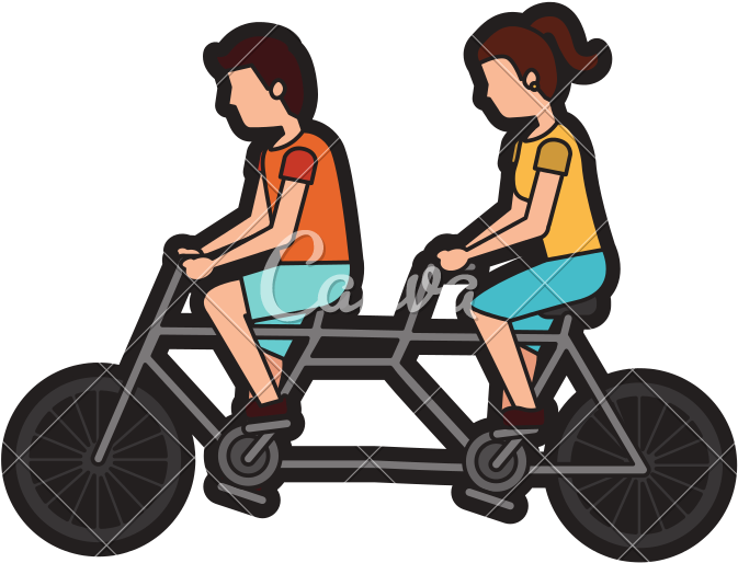 Man And Woman Riding Tandem Bike Icon Image - Tandem Bicycle (800x800)